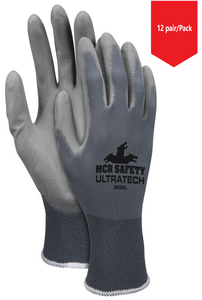 MCR Safety 9696 UltraTech® PU 13 Gauge Gray Nylon Shell Gray PU Coated Palm - 12Pr/Pk