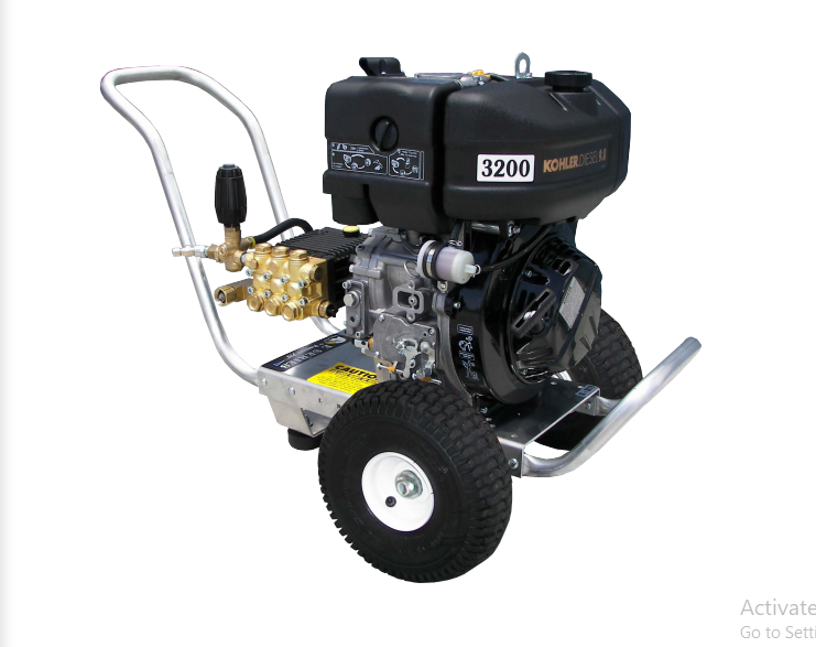 Pressure-Pro Eagle Series 3200 PSI @ 4.0 GPM General Pump Direct Drive Kohler KD420ES Engine Cold Water Diesel Pressure Washer - Cart