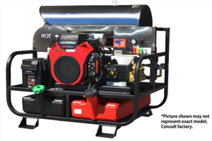 Pressure-Pro Pro-Super Skid 3500 PSI @ 5.0 GPM CAT Pump V-Belt Drive Gas Engine Hot Water Pressure Washer w/ Electric Start