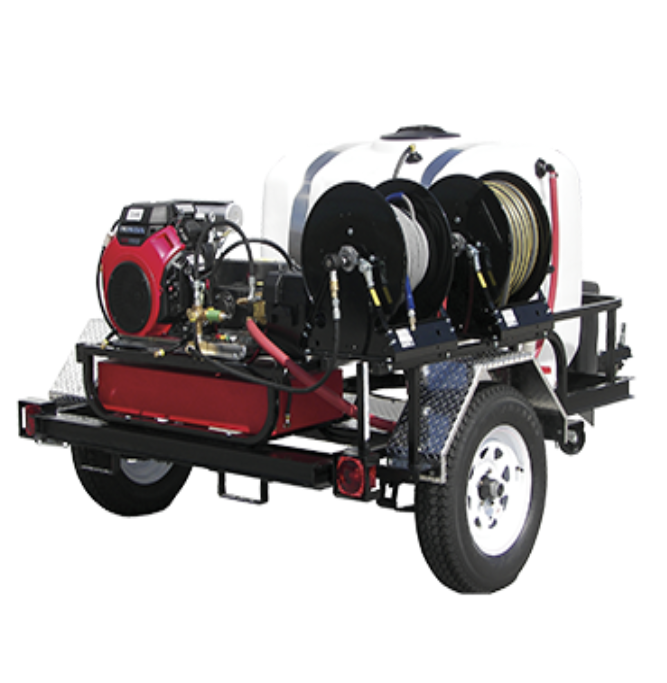 Pressure-PRO HD Commercial Tow-Pro Trailers 3500 PSI @ 8.0 GPM Geberal Pump V-Belt Drive Honda Engine  Cold Water Gas Pressure Washer - (w/out Hose)