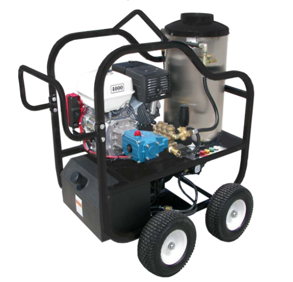 Pressure-Pro Hot Shot 4000 PSI @ 4.0 GPM CAT Pump 4 Wheel Portable Direct Drive Gas Honda Engine Hot Water Pressure Washer - 12V Models
