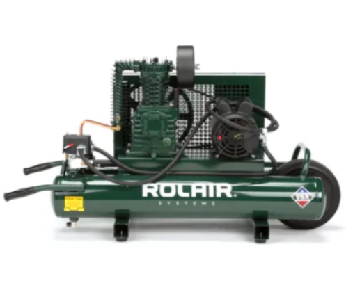 Rolair Systems 90 PSI @ 7.3 CFM Single Stage 115/230 Volt – 60 Hz 1.5HP 9gal. Electric Belt Drive Air Compressor