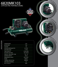 Load image into Gallery viewer, Rolair Systems 90 PSI @ 8.2 CFM Single Stage 115/230 Volt – 60 Hz 2HP 9gal. Belt Drive Electric Air Compressor