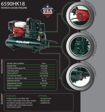 Load image into Gallery viewer, Rolair Systems 90 PSI @ 13.8 CFM 196cc Honda GX200 Engine 9 gal. Gas-Powered Air Compressor