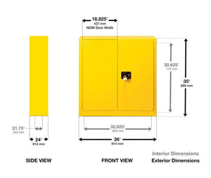 Sure-Grip® EX 30-gal. capacity 35"H Flammable Cabinet w/ 1 Shelf & 2 Doors-Manual Close - Red